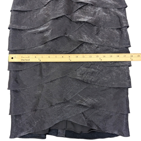 Adrianna Papell Tiered Cocktail Party Dress Silver Womens 6 Gray Cap Sleeve - Picture 9 of 13